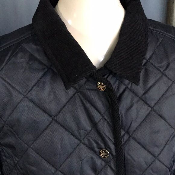 Clover/Bobby Jones black quilted/corduroy trim jkt - Picture 2 of 7